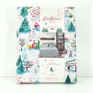 CATH KIDSTON Full Sheet Set Shine Bright Cream White Christmas Flat Fit Pillow